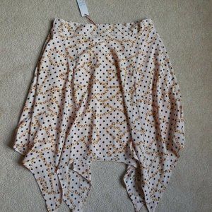 Women’s Elle Pull On Sharkbite Midi Polka-Dot Skirt Size Large Peach / Navy